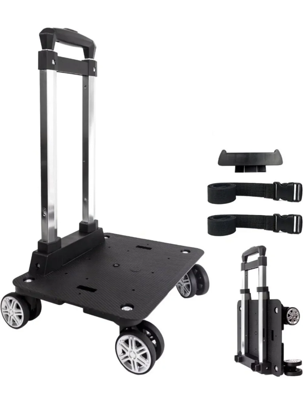 360° Swivel Wheeled Backpack Trolley - Folding Rolling Luggage Cart for Travel